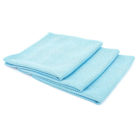 The Rag Company *3PK* Microfiber Waffle Weave Towel - Blue (16x16)