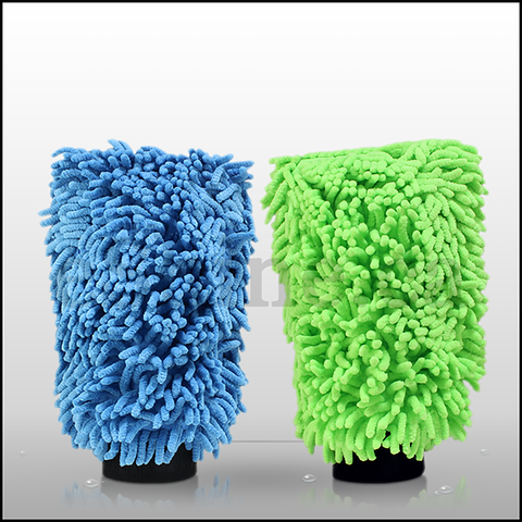 The Rag Company Chenille Mitts Lime/Blue (2pk)