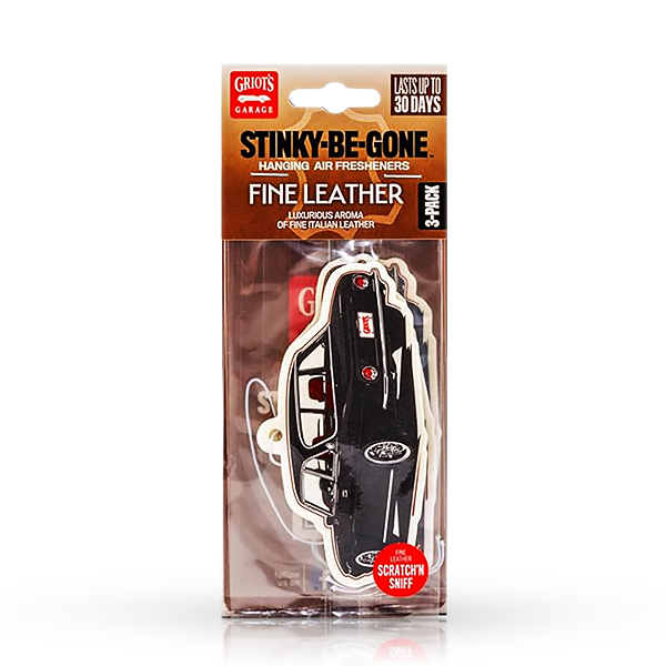 Griot's Garage Stinky-Be-Gone Hanging Air Freshener, 3 Pack - Fine Leather 10823