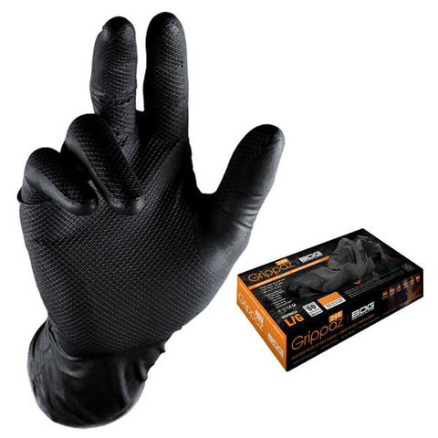 Grippaz 246 Ambidextrous Black Nitrile Gloves 50pk