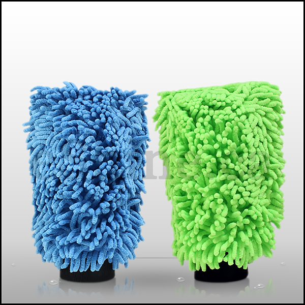 The Rag Company Knobby Microfiber Chenille Mitts Lime & Blue (2pk)