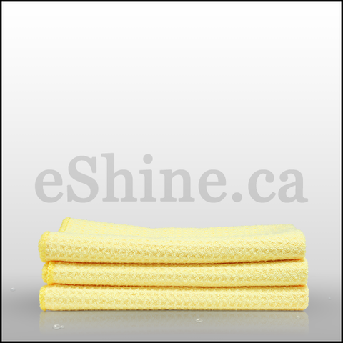 The Rag Company *3PK* Waffle Weave Microfiber Towel - Yellow (16x16)